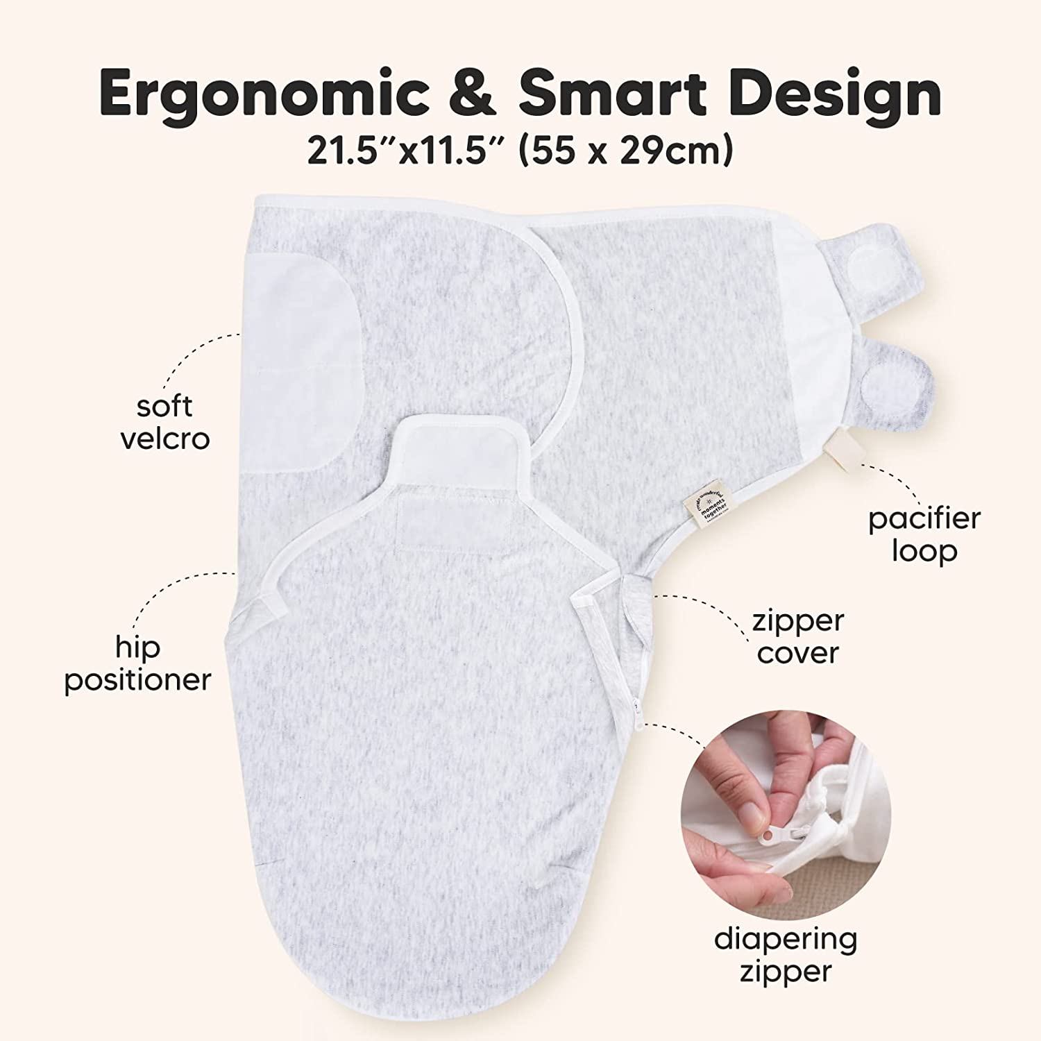 3-Pack Baby Swaddle Sleep Sacks with Zipper - Newborn Swaddle Sack, Baby Swaddles Sleep Sack 0-3 Months, Wearable Blanket Baby, Baby Swaddle Blanket Wrap, Swaddle Sack, Easy Change Swaddle (Aspire) - Image 3